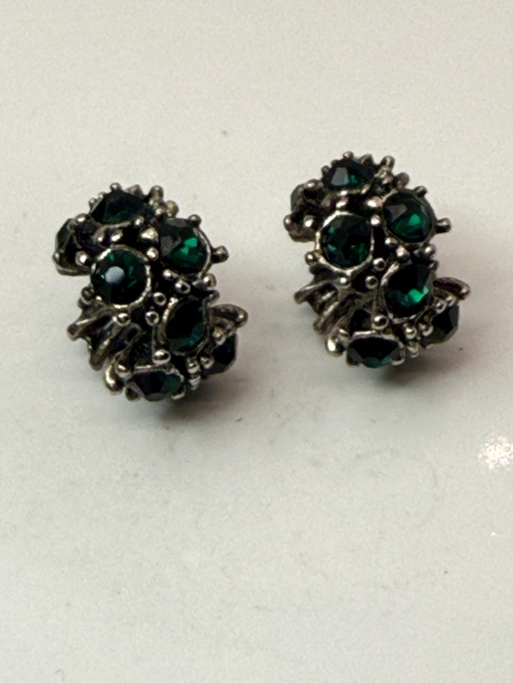 Emerald Green Rhinestone Rondelle Spacer Beads Pair Charm Bracelet